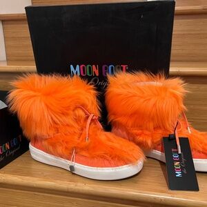 Moon boots PULSE MID PREMIUM POP FAUX FUR SNEAKERS - ORANGE